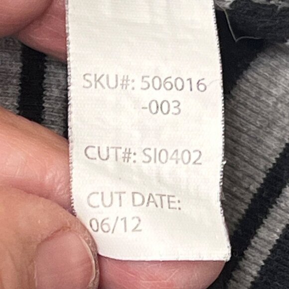 Twist Tees Size 2 Oversized Gray Black Striped V-neck Long Sleeve Top Stretch - Picture 16 of 16